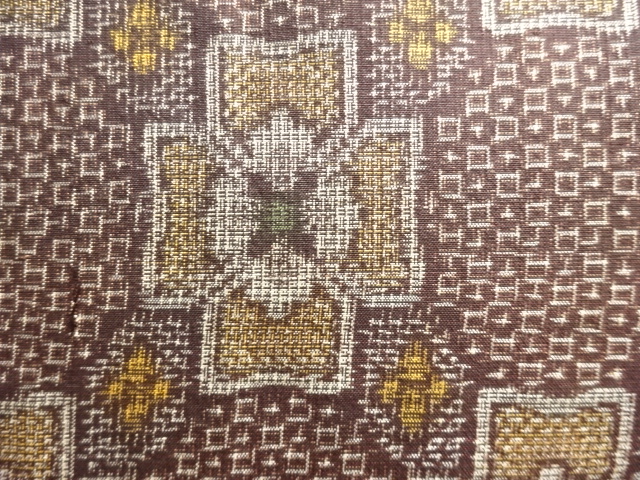 JAPANESE KIMONO / ANTIQUE KIMONO / SILK / DORO OSHIMA TSUMUGI / WOVEN ABSTRACT